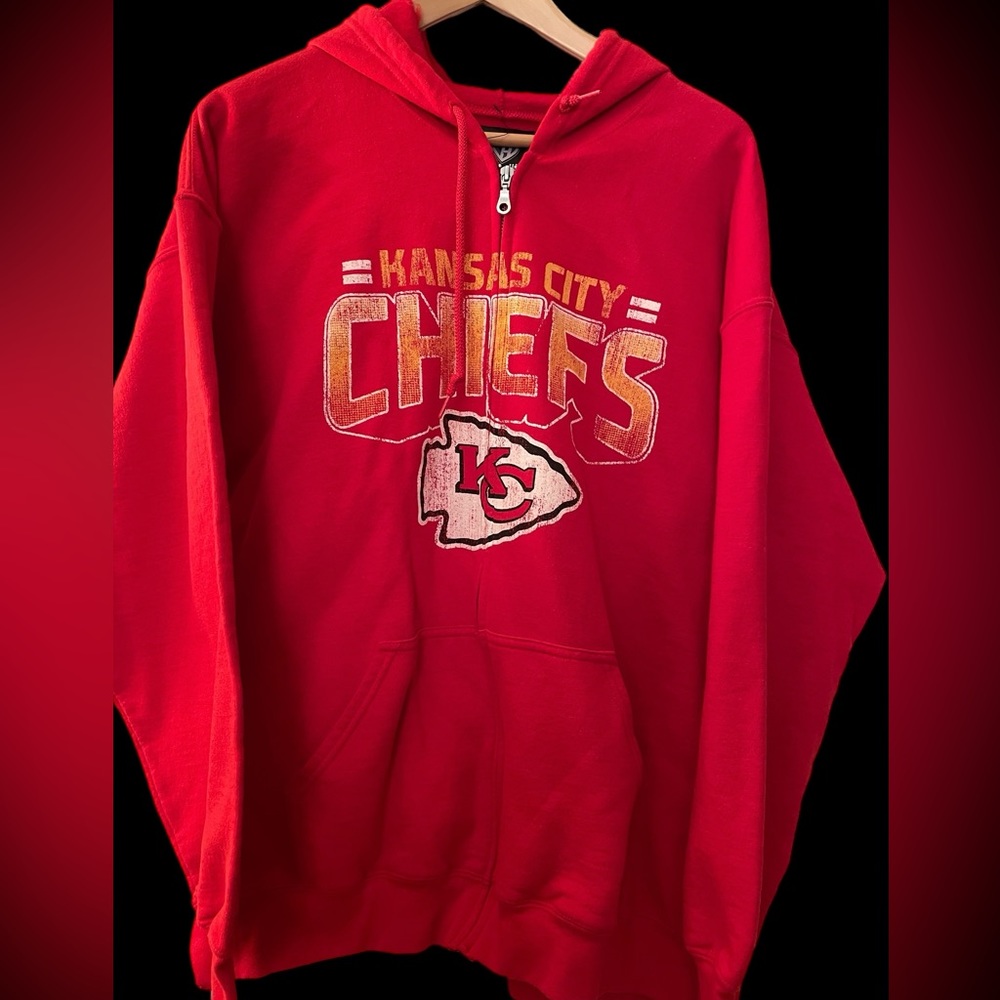 Men’s HandsHigh Vintage Style Authentic Kansas City Chiefs Zipper Hoodie Size XL
